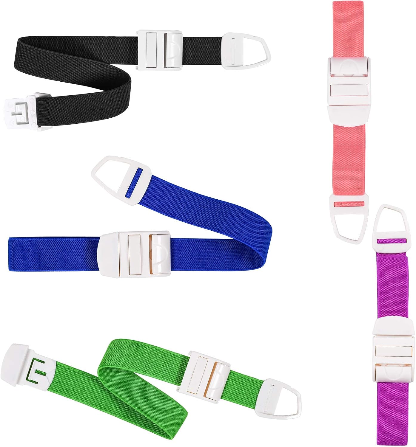 5 Pack Tourniquets for Blood Drawing, Adjustable Tourniquets Medical Emergency First Aid Quick Release Outdoor Elastic Strap Buckle Band & Phlebotomy Class