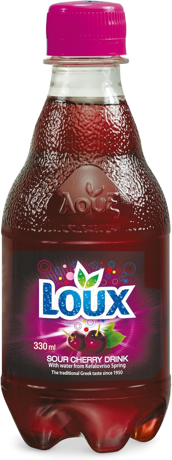 Loux | Greek Soft Drink | Sour Cherry | Pack of 12 | 330ml