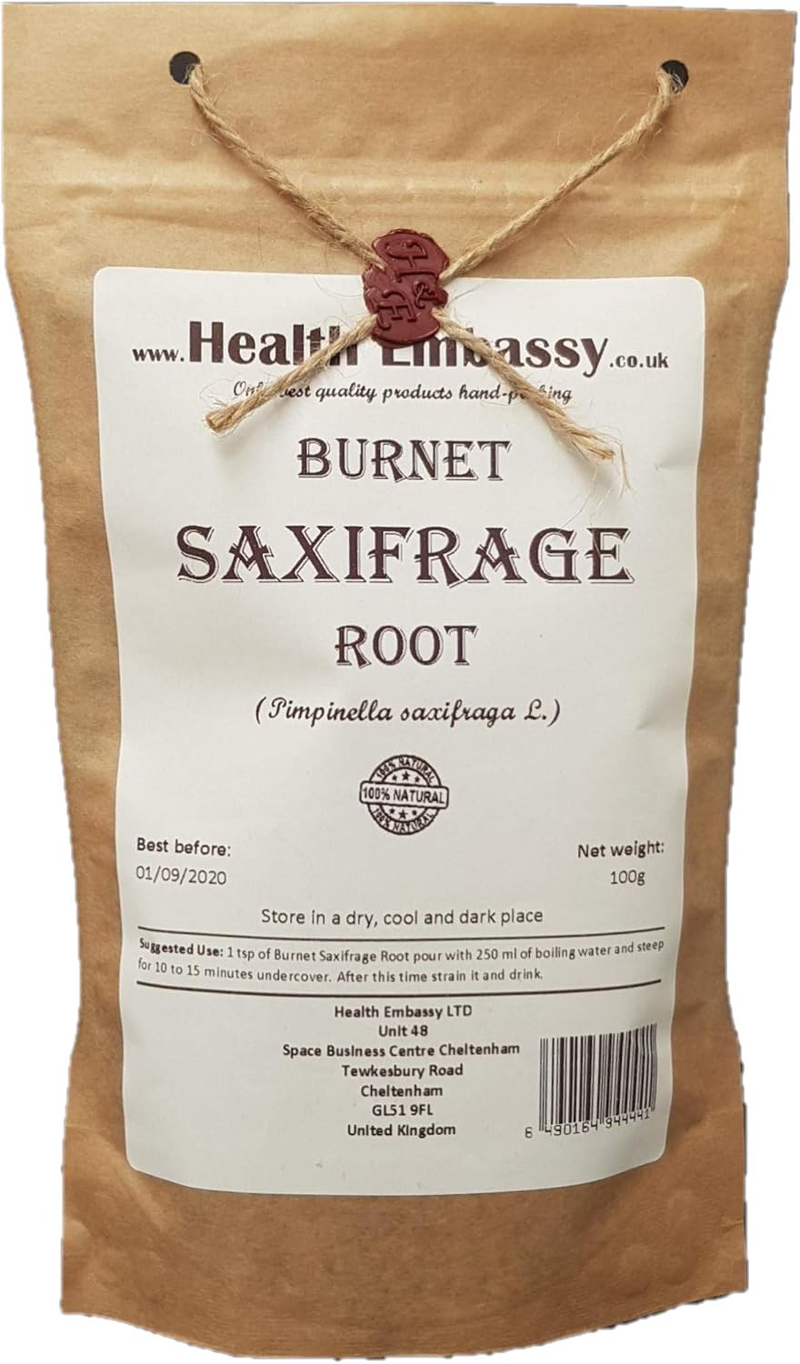 Health Embassy Burnet Saxifrage Root | Pimpinella Saxifraga L | Herbal Tea (50g)