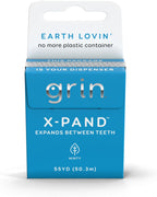 GRIN X-Pand Floss Box, Expands Between Teeth, 55 Yards (50.3m), Minty Flavor, Recyclable Packaging, 165 Feet of Strong Fine Dental Floss, No More Plastic Container, No Shredding or Breaking