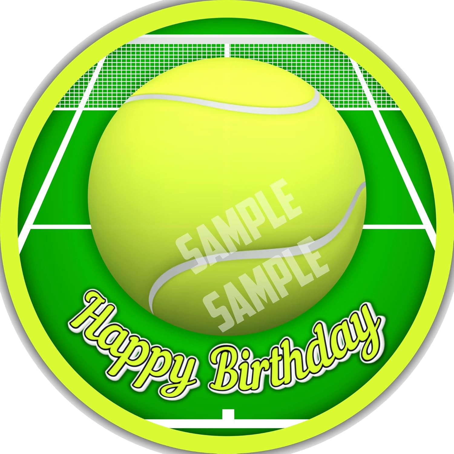 7.5x Inch Edible Cake Toppers – Tennis Themed Birthday Party Collection of Edible Cake Decorations