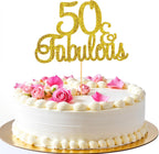 50 and Fabulous Cake Topper Gold Glitter Happy 50th Birthday Cake Topper Fifty and Fabulous Birthday Cakes Decoration 50 Anniversary Party Supplies for Wedding Anniversary