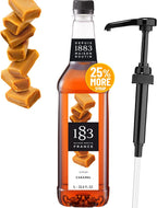 1883 Caramel Syrup with Pump – Premium Flavoring Syrup for Coffee, Lattes, Iced Coffee, Cocktails & Drinks – 1L (33.8 fl oz) Bottle