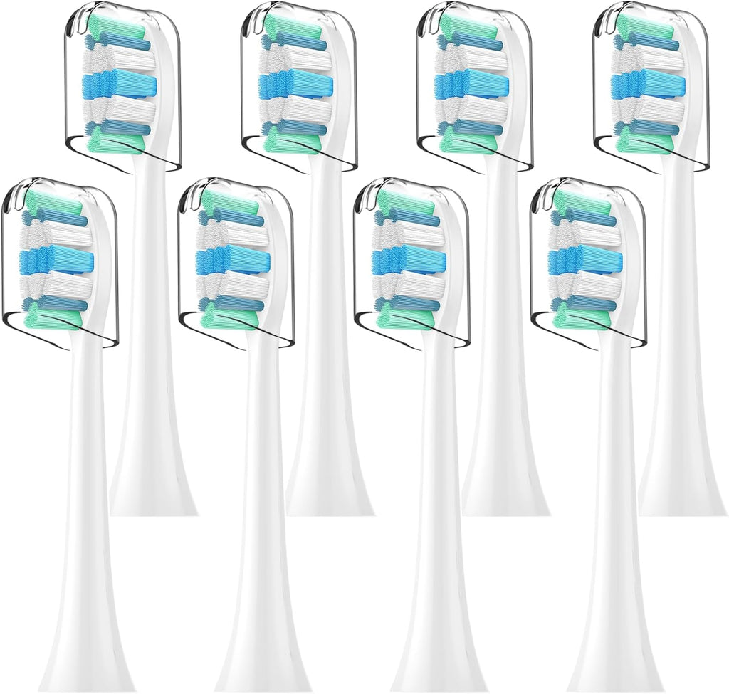 Replacement Toothbrush Heads Compatible with Philips Sonicare Electric Toothbrushes, 8 Pack, Snap-on System, Soft Dupont Bristles with Protective Cover