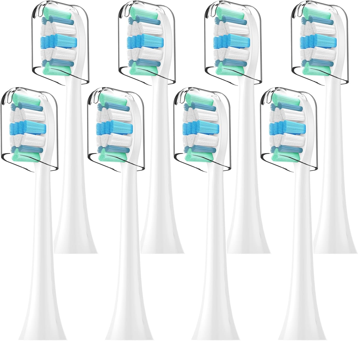 Replacement Toothbrush Heads Compatible with Philips Sonicare Electric Toothbrushes, 8 Pack, Snap-on System, Soft Dupont Bristles with Protective Cover