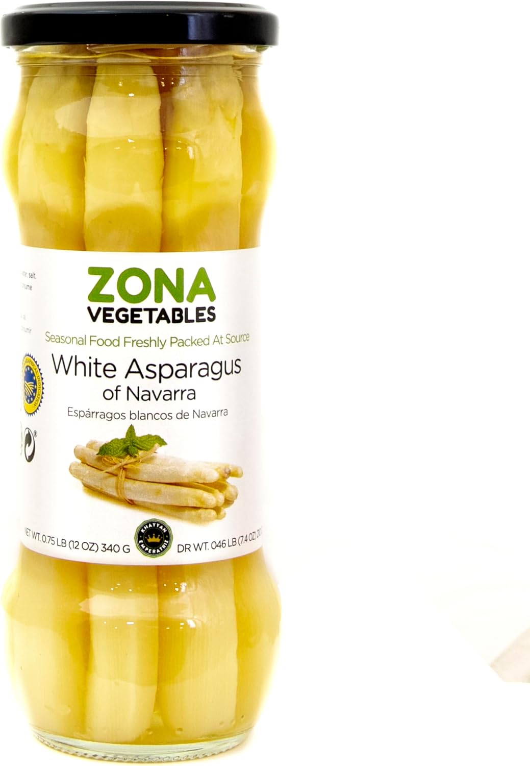 ZONA White Asparagus | Hand Packed in Navarra Spain | Clean Food | 12 oz (340 gr) (Pack of 2)