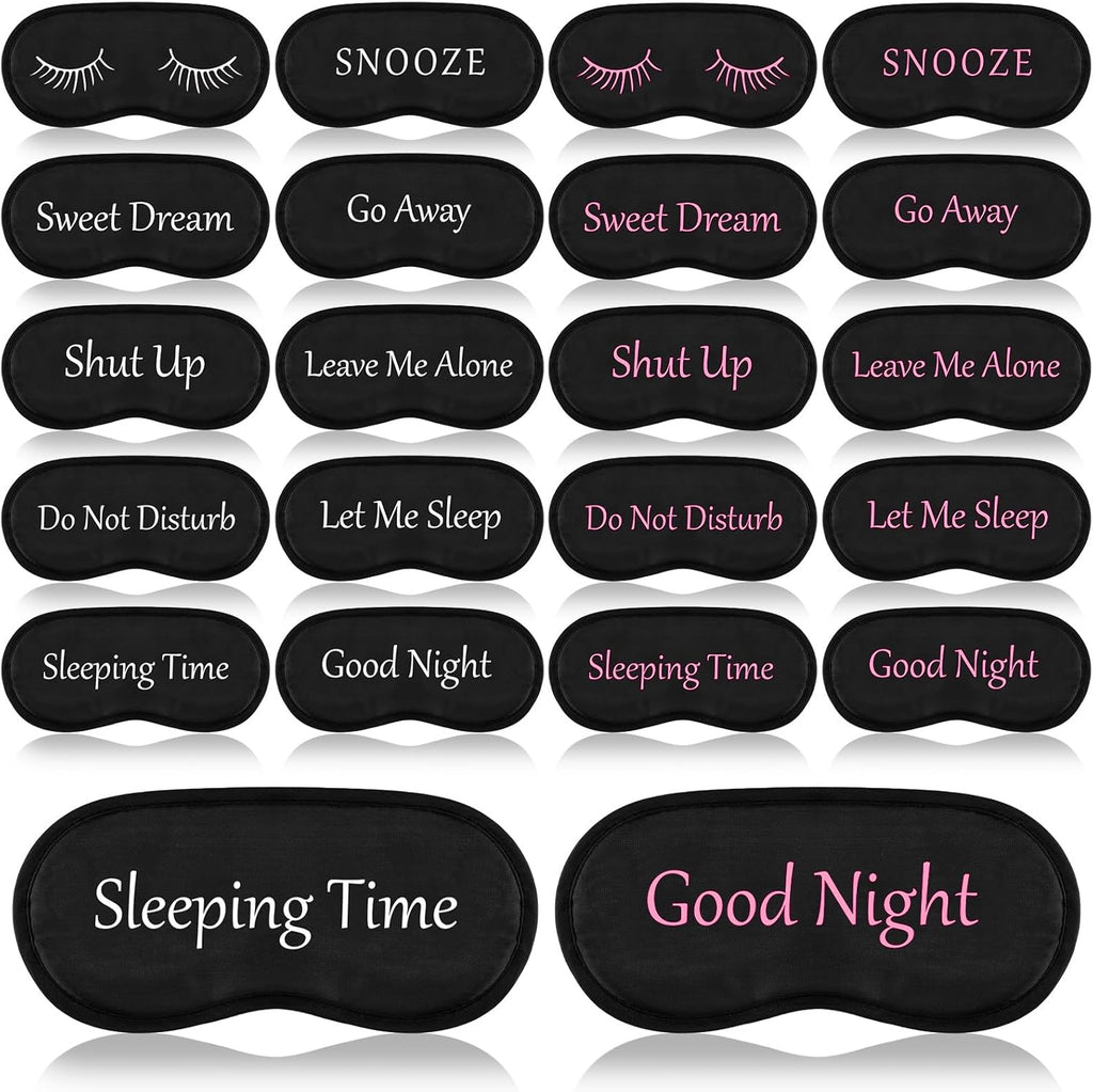 Eurzom 20 Pieces Funny Sleeping Eye Mask Bulk with Adjustable Strap Sleep Blackout Eye Mask for Night Blindfold Cover for Spa Women Men Adult Pajama Party Favors(Cute Black)