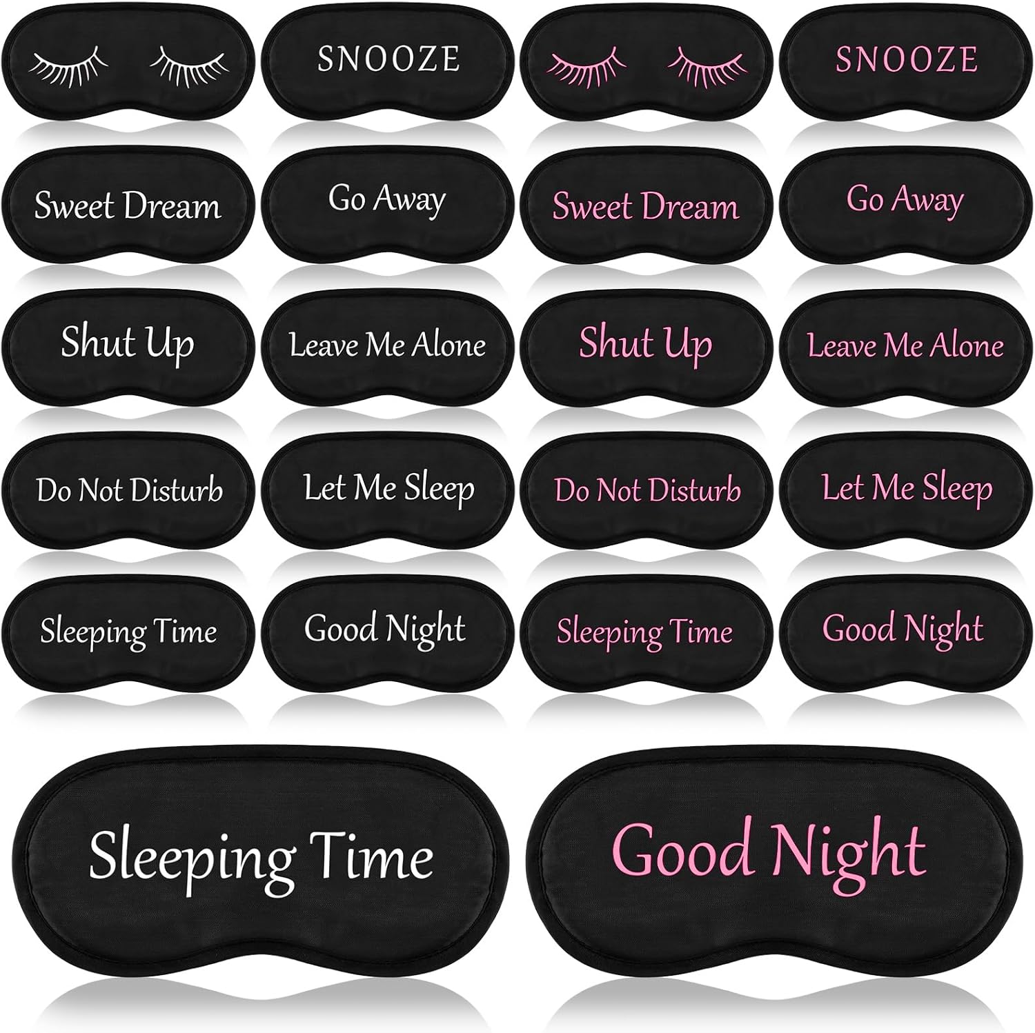Eurzom 20 Pieces Funny Sleeping Eye Mask Bulk with Adjustable Strap Sleep Blackout Eye Mask for Night Blindfold Cover for Spa Women Men Adult Pajama Party Favors(Cute Black)