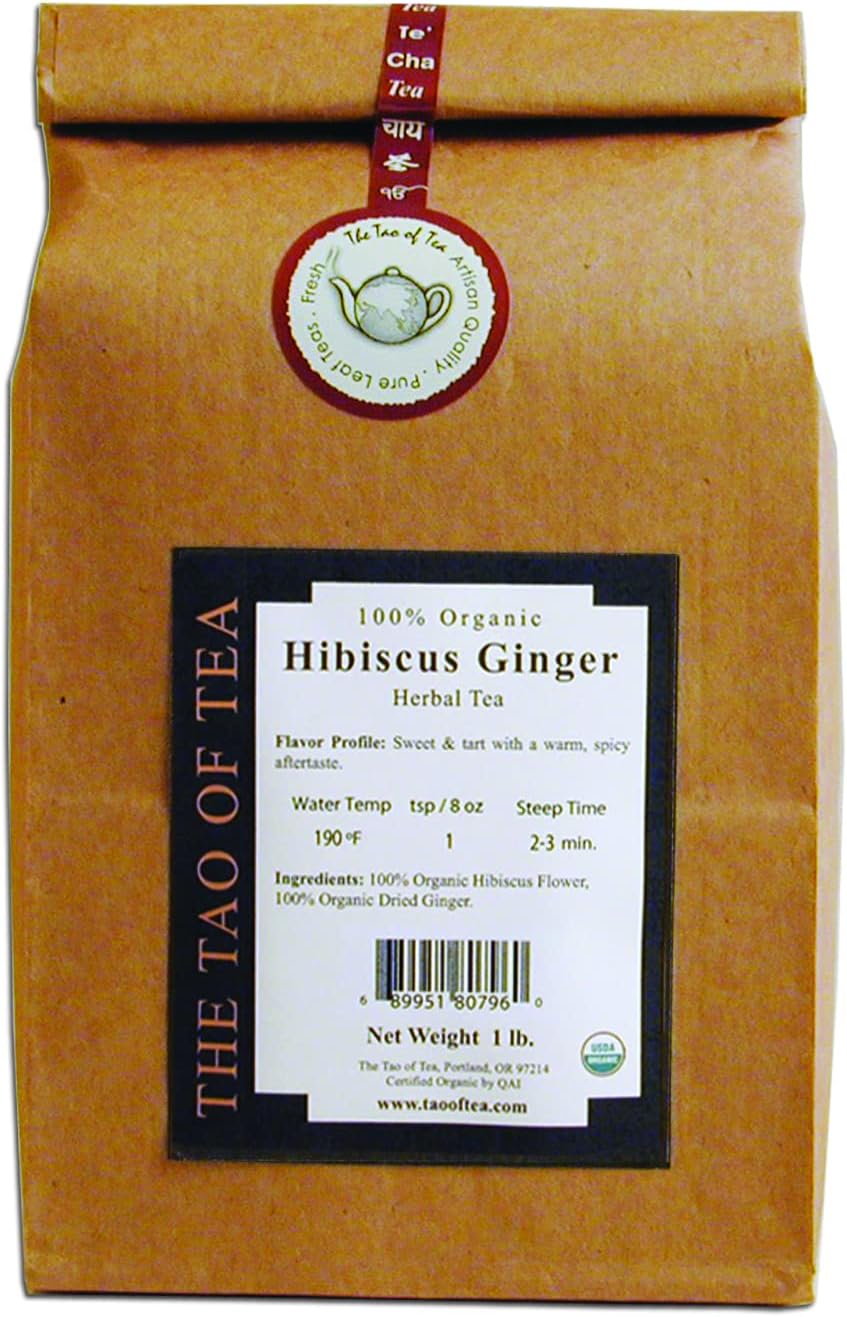 The Tao of Tea Hibiscus Ginger, 100% Organic Blended Herbal Tea, 1-Pounds