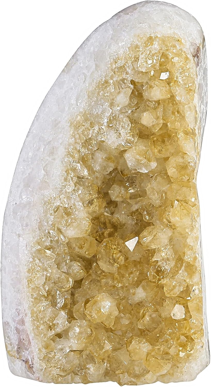 mookaitedecor Natural Citrine Crystal Cluster Geode, Self-Standing Yellow Quartz Stone Raw Crystals and Minerals Specimen for Healing Home Decor, 401-500 g