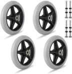 4 Pack 6 Inch Walker Wheels Replacement, Drive Walker Wheels, Wheelchair Front Wheels with Axles, Rubber Rollator Wheel Safe and Quiet Wheelchair Accessories, Gray