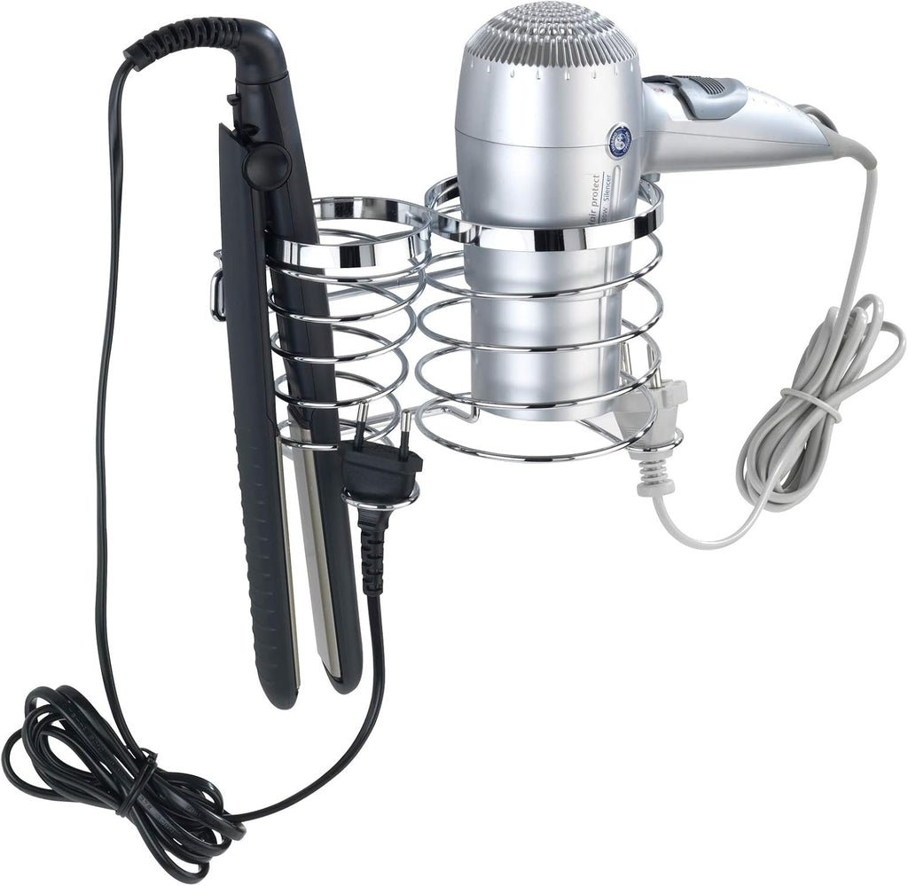 WENKO 22221100 Hair Dryer and Hair Straightener Holder Premium, Stainless Steel, 7.9 x 4.7 x 4.7 inch
