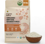 Organic Tattva Biryani Long Grain Basmati Rice (10 lbs) - Organic White Rice for Biryani - No Additive - Vegan - Non GMO - Gluten Free - USDA Certified