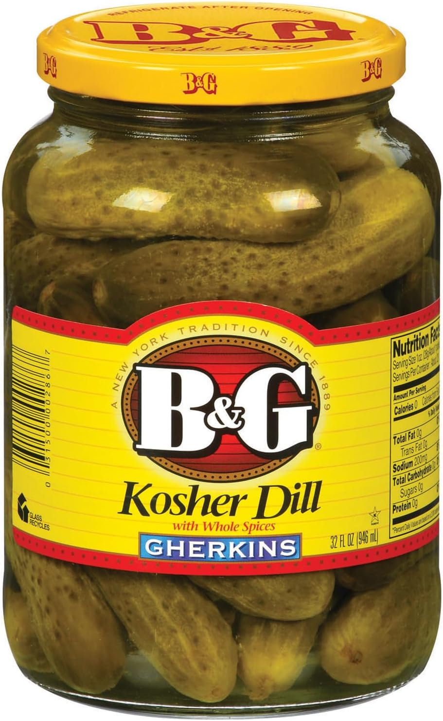 B&G Kosher Dill Gherkins, 32 Ounce