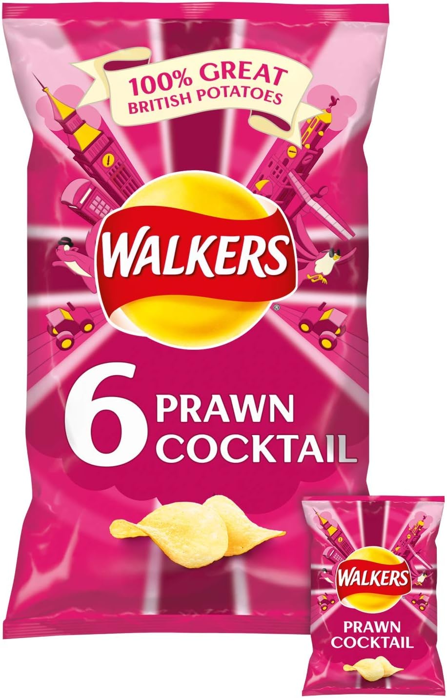 Walkers Prawn Cocktail Crisps 6 X 25G
