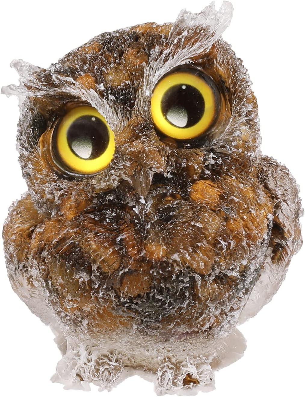 Nupuyai 2.5 inches Orgone Resin Crystal Chips Tumbled Stone Owl Statue, Mini Hand Carved Stone Crystal Animal Figurines for Tabletop Indoor Outdoor, Tiger's Eye