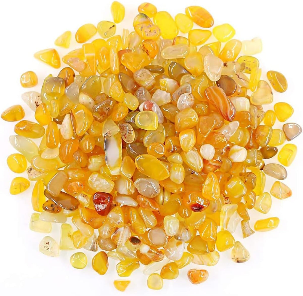 WAYBER Natural Yellow Agate Pebbles, 1 Lb/460g Decorative Rocks Non-Toxic Crystal Stone Irregular Quartz Gemstone Crushed Pieces Tumbled Stone Chips for Jewelry Making/Home Decoration
