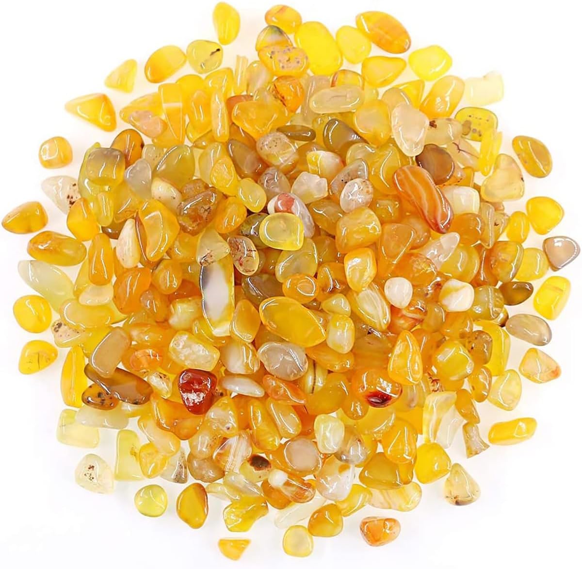 WAYBER Natural Yellow Agate Pebbles, 1 Lb/460g Decorative Rocks Non-Toxic Crystal Stone Irregular Quartz Gemstone Crushed Pieces Tumbled Stone Chips for Jewelry Making/Home Decoration