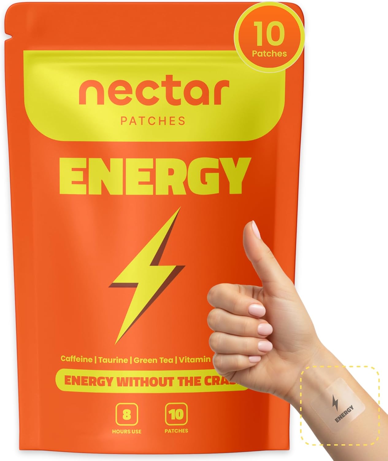 Nectar Energy Patches – Daily Wear Patch with Caffeine, Green Tea & Botanical Blend | 10-Pack Discreet Stick-On Patches for Routine Support
