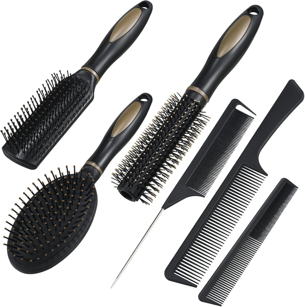 6 Pieces Detangling Styling Comb Set for Women and Men - For Straight, Curly, and All Hair Types