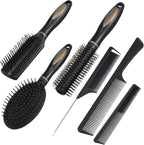 6 Pieces Detangling Styling Comb Set for Women and Men - For Straight, Curly, and All Hair Types