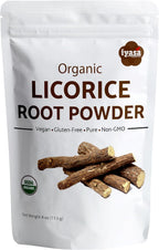 Iyasa Holistics Licorice Root Powder 4 oz - USDA Certified Organic Licorice Root Glycyrrhiza Glabra & Mulethi - Digestive & Adrenal Support, Natural Sweetener - Pure Ayurveda Products