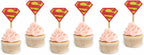 Suprman Cupcake Topper – Superhero Party Decorations for Boys, Man of Steel Birthday Cupcake Picks, Justice League Cake Toppers, Comic Hero Theme Party Supplies, Super Hero Dessert Decor
