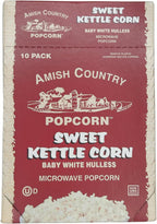 Amish Country Popcorn | Old Fashioned Microwave Popcorn | 10 Bags Sweet Kettle White Hulless | Non-GMO, Gluten Free, Microwaveable and Kosher (10 Bags)