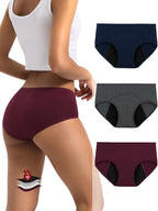 INNERSY Heavy Flow Period Underwear for Women Teens, Leak-Proof Menstrual Cotton Protective Hipster Panties 3-Pack