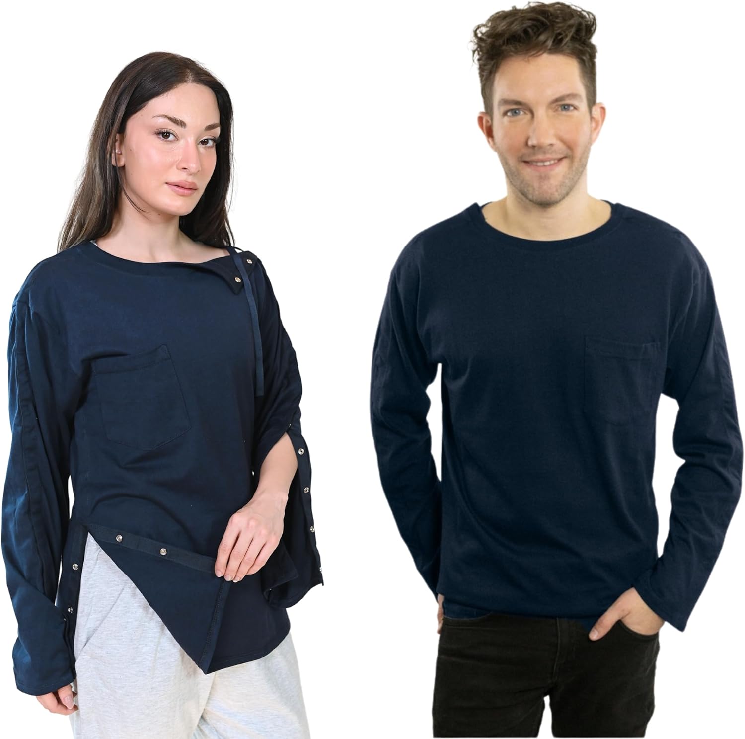 Inspired Comforts Unisex Post-Surgery/Dialysis Shirt | Full Tearaway Design with Easy-Open Shoulder, Arm & Side Snaps