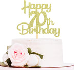 Sotpot Happy 70th Birthday Cake Topper Gold Glitter 70th Cake Toppers 70 Birthday Cake Decorations for Cheers to 70 Fabulous Birthday Party Supplies - 1 Pack