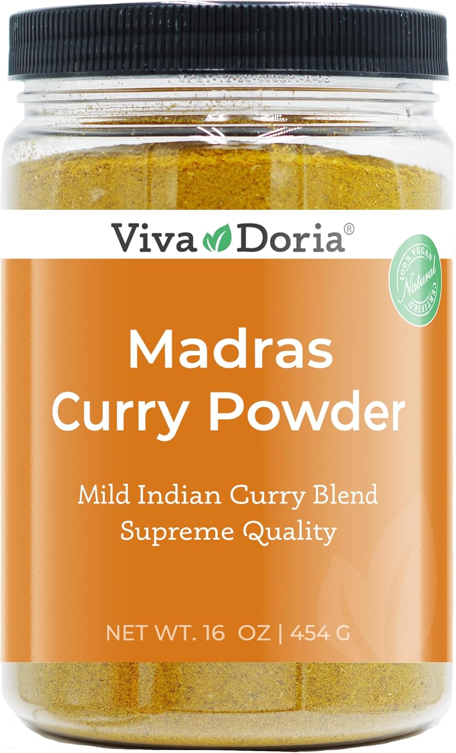 Viva Doria Madras Curry Powder Mild (12-Spice Blend, Authentic spices) 16oz (454g) PET Jar