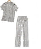 Unisex Bedridden Patient Clothing,Easy to Wear and Take Off, Modal,for Bedridden Patients,the Elderly,Fractures Gray (L)
