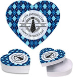 Andaz Press Happy Father's Day Heart Shaped Gift Box with Lid, Argyle Plaid Heart Box For Treats Sweets Candy Chocolates Tacos Tie Socks Watch Gifts for Dad Stepdad, Grandpa Food Safe, 8"x6", 1-Pack
