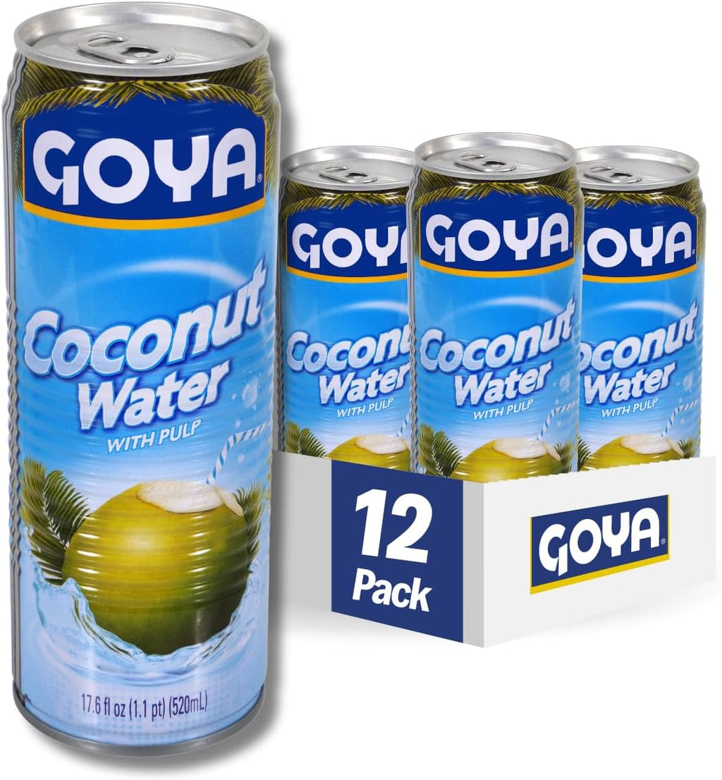 Goya Foods Coconut Water with Pulp, 17.6 Ounce (Pack of 12)