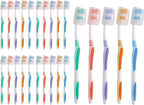 Urban Essentials Bulk Toothbrush Package with Covers | Premium Quality Individually Wrapped Colorful Tooth Brushes | Medium Soft Toothbrush Hygienic Cap for Donations, Travel, Hotels (25 Pack)