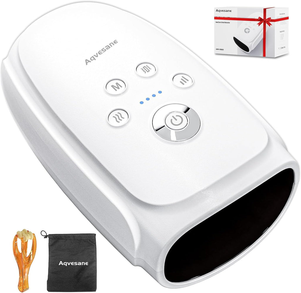 Hand Massager with Heat and Compression, Cordless Hand and Wrist Massager for Arthritis and Carpal Tunnel, Rechargeable, Gifts for Women Men, White