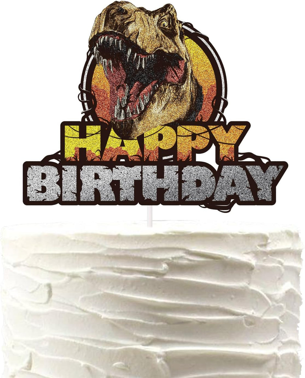 Dinosaur Happy Birthday Cake Topper Rex Cake Decoration Boys and Kids Dinosaur Head Theme Party Supplies