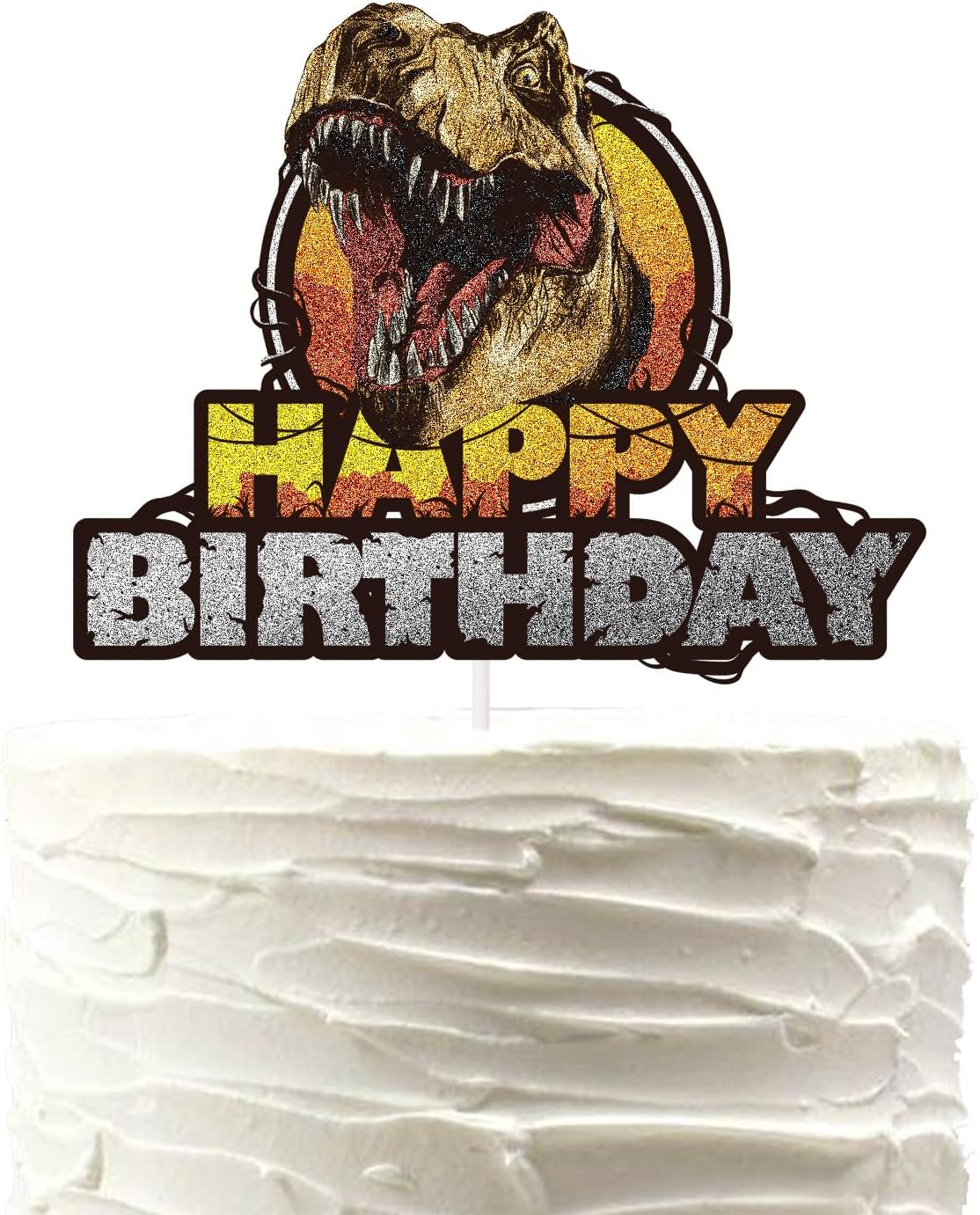Dinosaur Happy Birthday Cake Topper Rex Cake Decoration Boys and Kids Dinosaur Head Theme Party Supplies