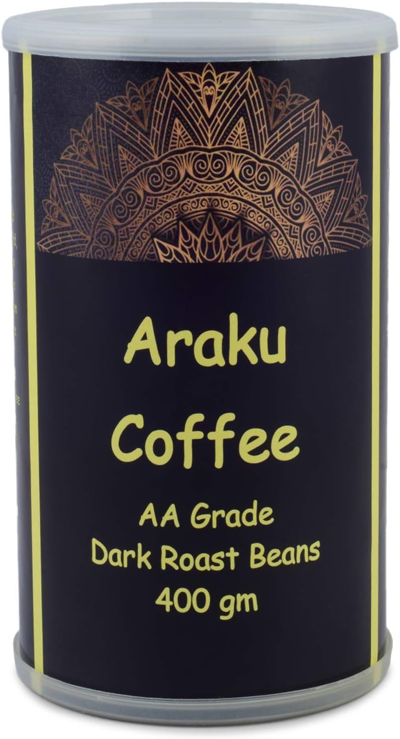 Nick of Time Indian Roasted Coffee Beans from Araku Valley | Tribal Coffee | 100% Arabica AA Grade Dark Roast | Bold and Flavorful with Rich Aroma (400g|14.10 oz)