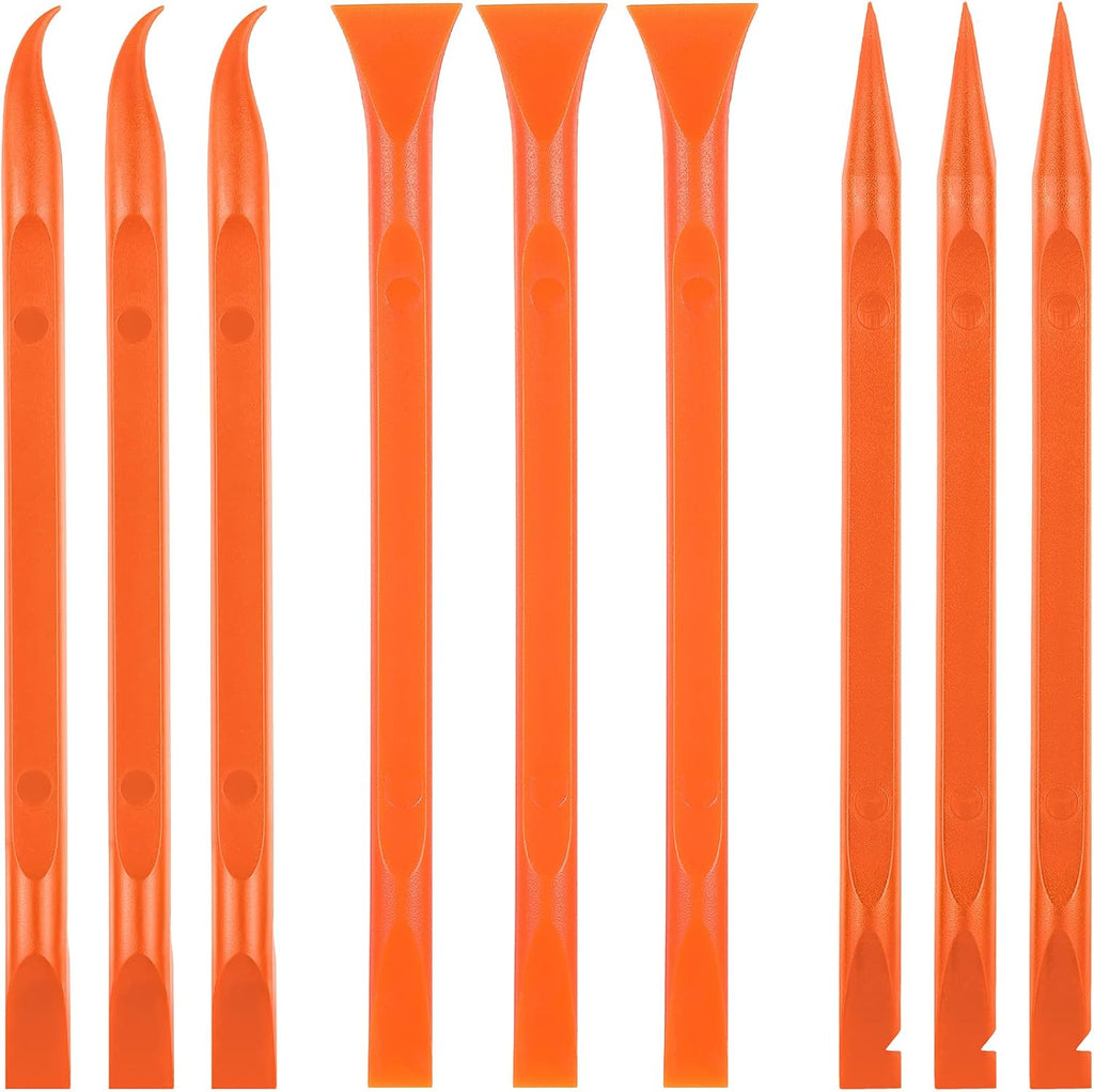9 Pieces Plastic Scraper Tool Scratch Free Crevice Cleaning Sticker Remover Tool Multipurpose Non Scratch Scrapers for Tight Spaces, Kitchen, Crevices, Auto Detailing, Paint