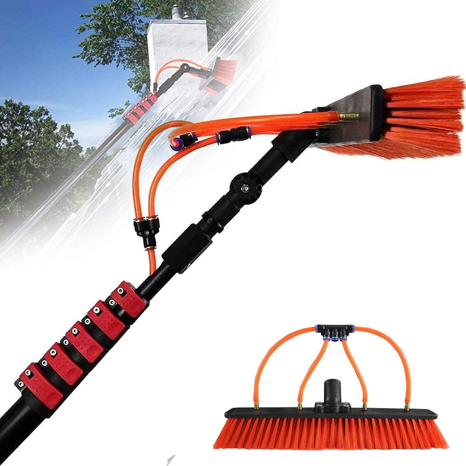 Window Cleaning Kit with Extension Pole, 3.6-11M Solar Panel Brush Water Fed, Water Fed Pole for Window Cleaning, Trucks Cleaning System & Washing Tool,12FT/3.6M