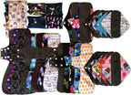 MUMBABY 32 pcs Full Series Set 1pc Mini Wet Bag+5@7inch +5@8inch+8@10inch+5@12inch+5@14inch +3@16inch Charcoal Bamboo Mama Cloth/Menstrual Pads/Reusable Sanitary Pads