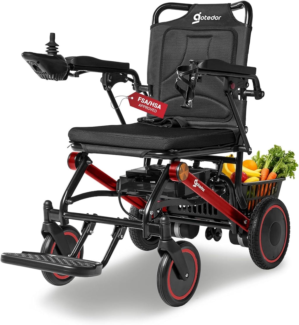 Aotedor Electric Wheelchair for Adults, 500W Motor All-Terrain Foldable Power Motorized Wheelchairs, Airline Approved Portable Travel Wheelchair with 15 Miles Long Range Lithium Battery