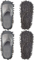 Jecery 2 Pairs Microfiber Cleaning Mop Slippers for Floor Cleaning House Mop Shoes Men and Women Washable Unisex Dusting Slippers Dirt Tool Supplies(Medium,Gray)