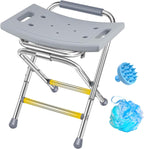 Folding Shower Chair for Inside Shower, 400lbs Foldable Shower Stools, Portable Travel Shower Seat, Stainless Steel Small Shower Chair for Seniors, Disabled, Adults, Gray