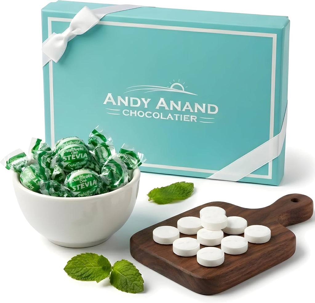 ANDY ANAND CHOCOLATIER Sugar Free Mint Candy 150 Pcs (7oz, Pack of 1) – Italian Balsamic Hard Mints with Menthol Crystals & Essential Oils – Refreshing Breath Freshener Treat