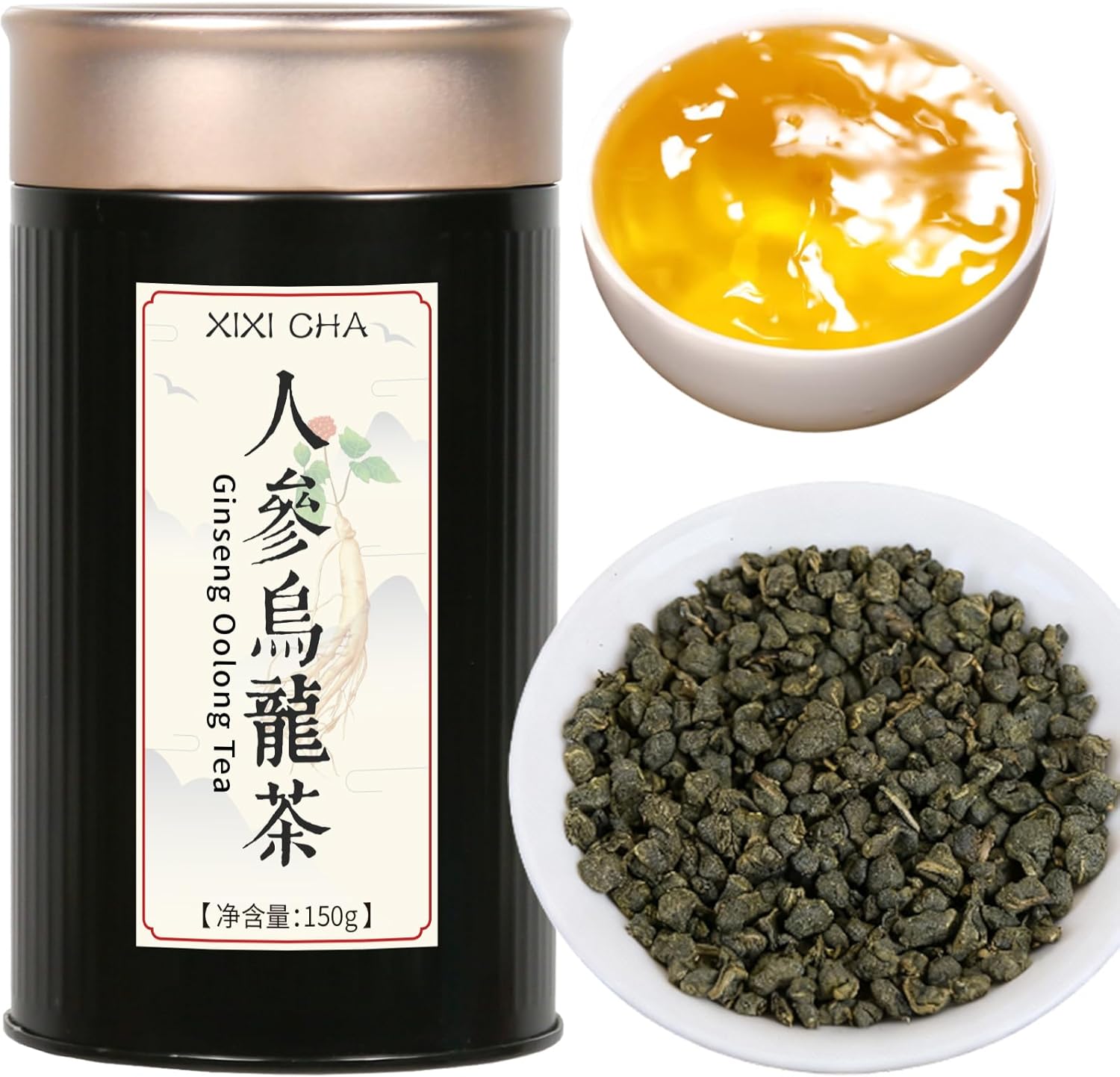 XIXICHA Ginseng Oolong Tea Loose Leaf Taiwan Ginseng Tea Ren Shen Gaoshan Ulong Tea High Mountain Oolong Natural Mellow and Sweet Taste 150g/5.3oz 人参乌龙茶
