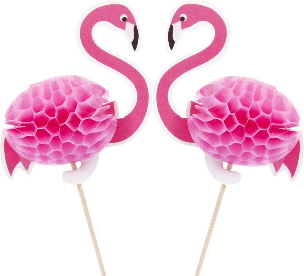 Flairs New York Happy Birthday Decorations Cup Cake Toppers Party Props (Pack of 2 Cup Cake Toppers, Flamingos)