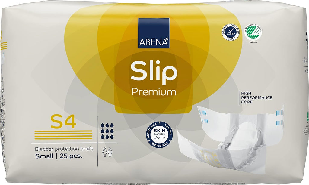 Abena Slip Premium Incontinence Briefs, Level 4, (Small to Extra Large Sizes), Small, 25 Count